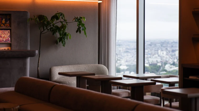 cozy premium sofa with sky view