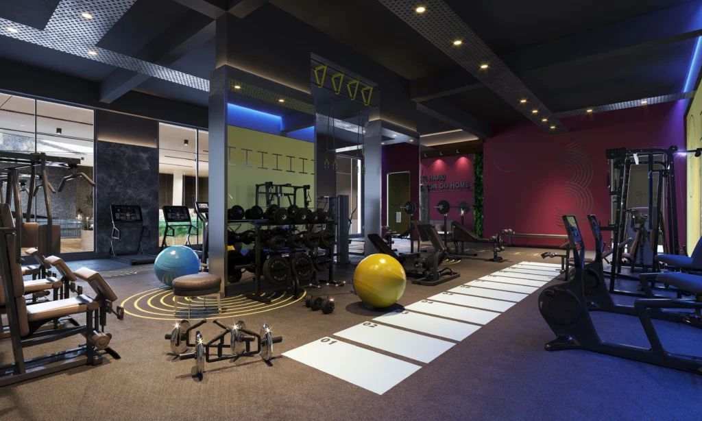 a room full of gym facilities