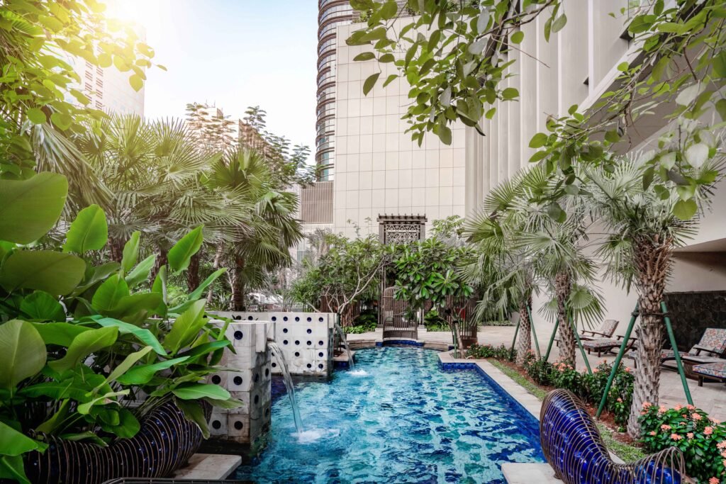 luxury resort nuance with pool and garden