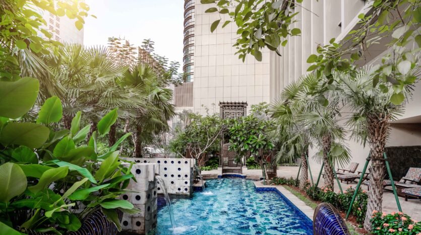 luxury resort nuance with pool and garden